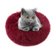 Round Plush Pet Bed for Dogs & Cats,Fluffy Soft Warm Calming Dog Bed Sleeping Kennel Nest,16 x 16 x 5.5"