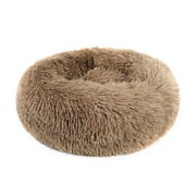Round Plush Pet Bed for Dogs & Cats,Fluffy Soft Warm Calming Dog Bed Sleeping Kennel Nest,20 x 20 x 8"