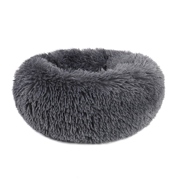 Round Plush Pet Bed for Dogs & Cats,Fluffy Soft Warm Calming Dog Bed Sleeping Kennel Nest,23.6 x 23.6 x 8"
