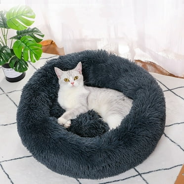 Round Plush Pet Bed for Dogs & Cats,Fluffy Soft Warm Calming Dog Bed Sleeping Kennel Nest