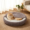 thumbnail image 1 of Round Plush Pet Bed for Dogs and Cats, Semi Enclosed Warm Sleeping Nest, Machine Washable Soft Cotton, 1 of 6