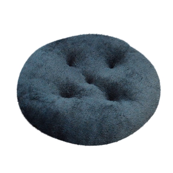 Round Plush Stool Cushion 16x16 Inch Furry Mat, Versatile Futon Mat for Floor Seating & Decorative Accent, Non-Slip Base