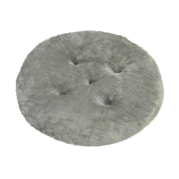 Round Plush Stool Cushion 16x16 Inch Furry Mat, Versatile Futon Mat for Floor Seating & Decorative Accent, Non-Slip Base