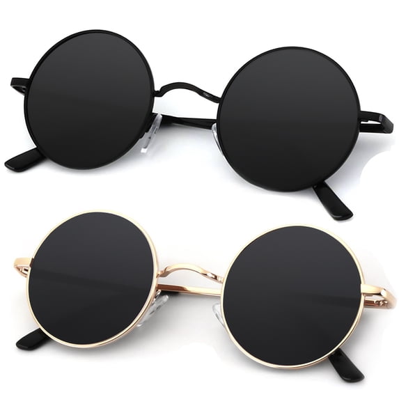 KALIYADI Round Polarized Sunglasses for Men Women Retro Metal Hippie Circle Style Sun Glasses