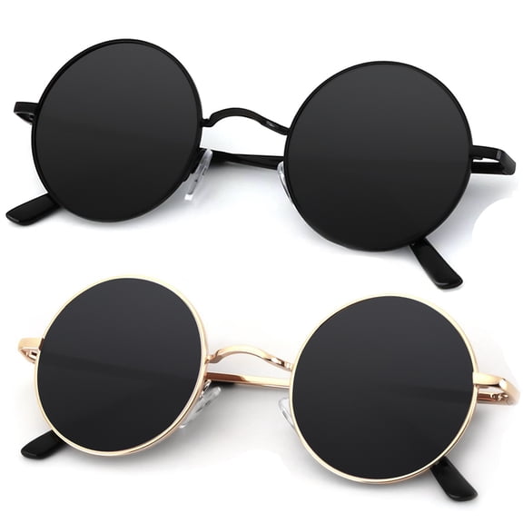 KALIYADI Round Polarized Sunglasses for Men Women Retro Metal Hippie Circle Style Sun Glasses