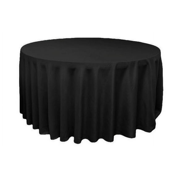 Round Polyester 132" Tablecloth Fabric Weight: Approx. 200 GSM - Black