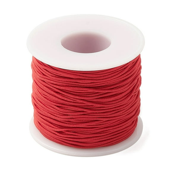 Round Polyester Elastic Cord Adjustable Elastic Cord with Spool Red 1mm about 49.21 Yards(45m)/Roll