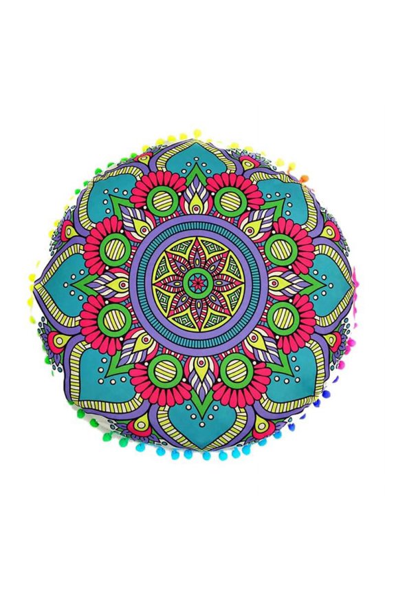 Round Polyester Fiber Mandala Printed Decorative Pillowcases Throw Pillow Cushion Cover Home Car Decorations