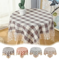 Round Polyester Woven Tablecloth | Linen-Look Spill-Proof Extra Soft Thick Wrinkle-Resistant Fabric | Easy Care | Brown Red Blue Beige | 90x90cm | 1 Pack