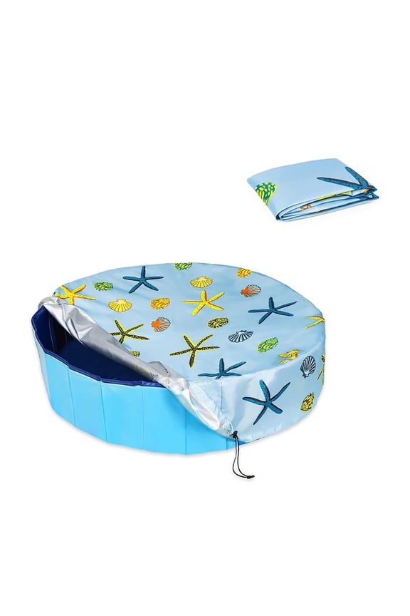 Round Pool Cover,Foldable Kiddie Solar Cover Fit Dog Swimming Pool, Pet Pool Cover,Pets Kids Bath Tub, Inflatable Pool, Anti-UV Dustproof Pool Safety Cover