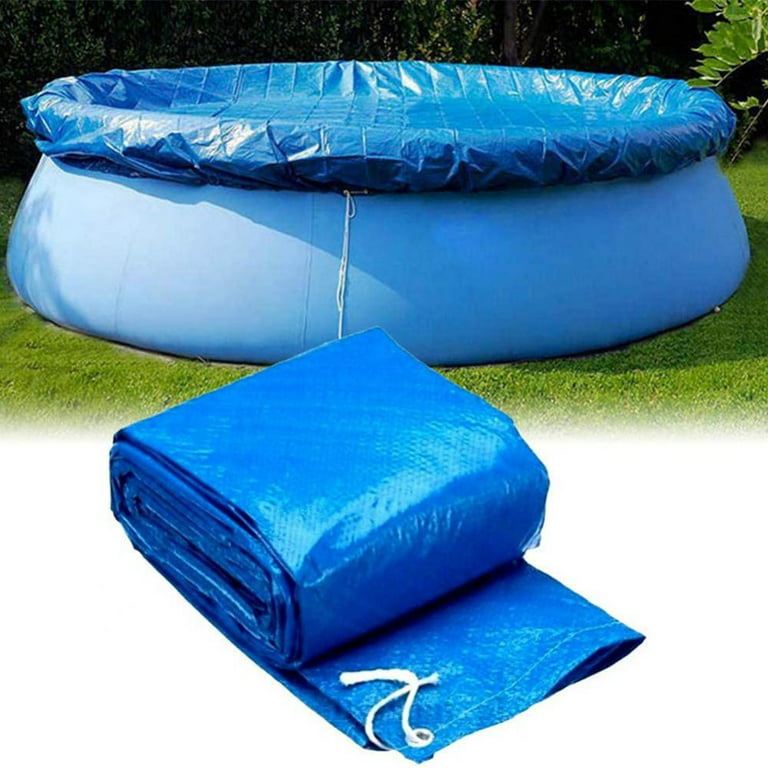 Round Swimming Pool Solar Cover,Durable Dustproof Rainproof Pool Cover for Inflatable Family Pool Paddling Pools, Size: 10', Blue