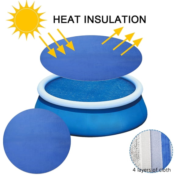 Round Pool Cover, Winter Pool Cover for Above Ground Round Inflatable Swimming Pools, Pool Cover Protector with UV Protection, Easy Installation (9.51Ft)