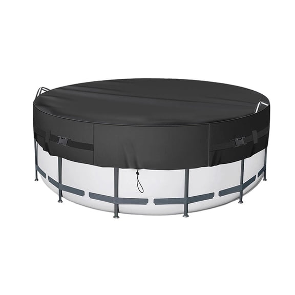 Round Pool Cover for 8/10/12ft Pools, 210D Oxford Cloth,storage ropes，black
