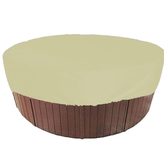 Round Pool Cover for Round Pool, Horse Trough Cold Plunge Tub Cover, Easy Installation with Secure Windproof Designbeige