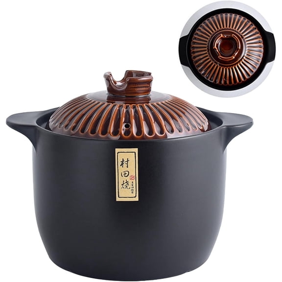Round Porcelain Cooking Hot Pot,Japanese Style Donabe Earthenware Clay Pot With Lid And Handle, Ceramic Casserole Soup Pot For Home[Energy Class A]