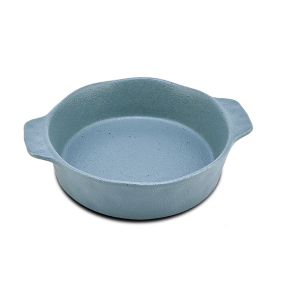 Round Porcelain Lasagna Plate, Ceramic Baking Tray With Handle, Casserole Bowl-Green-Round