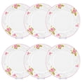 thumbnail image 1 of Round Porcelain Serving Plate English Rose Dinner Plate Set of 6 Appetizer Plates Salad Plate Set for Home & Kitchen 10.5" (26.5 cm), 1 of 13