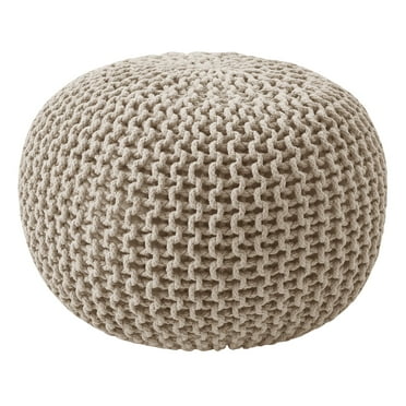 Round Pouf Foot Stool Ottoman by Sweet Home Collection, Beige