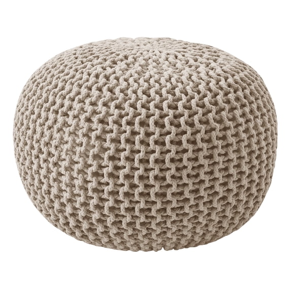 Round Pouf Foot Stool Ottoman by Sweet Home Collection, Beige