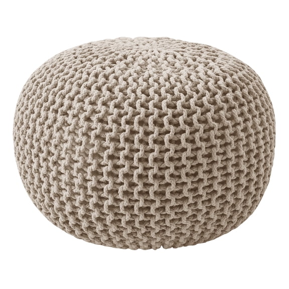 Round Pouf Foot Stool Ottoman by Sweet Home Collection, Beige