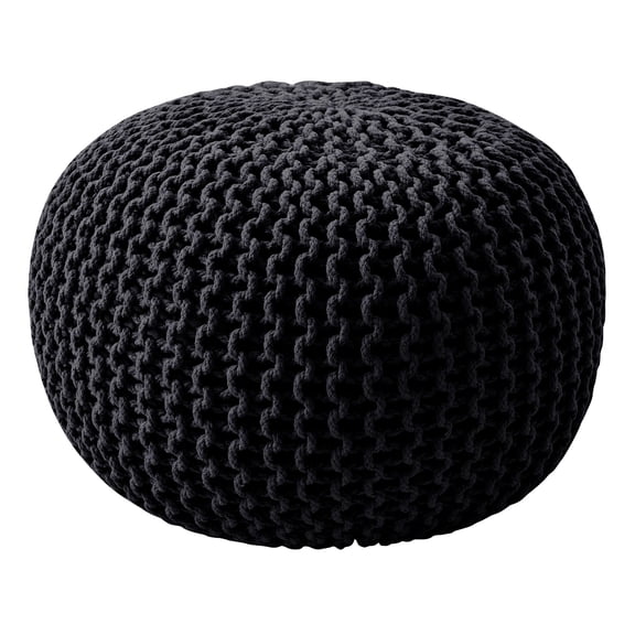 Round Pouf Foot Stool Ottoman by Sweet Home Collection, Black