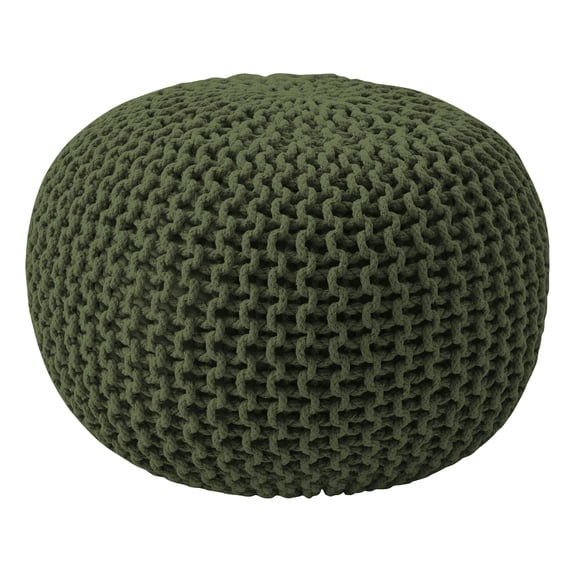 Round Pouf Foot Stool Ottoman by Sweet Home Collection, Olive Green