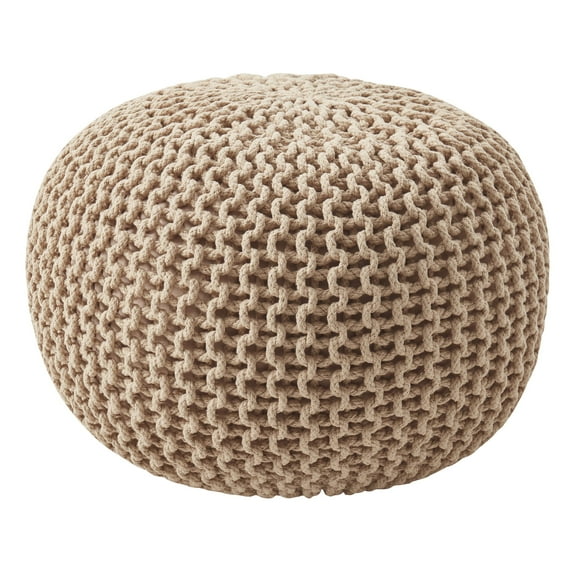 Round Pouf Foot Stool Ottoman by Sweet Home Collection, Taupe