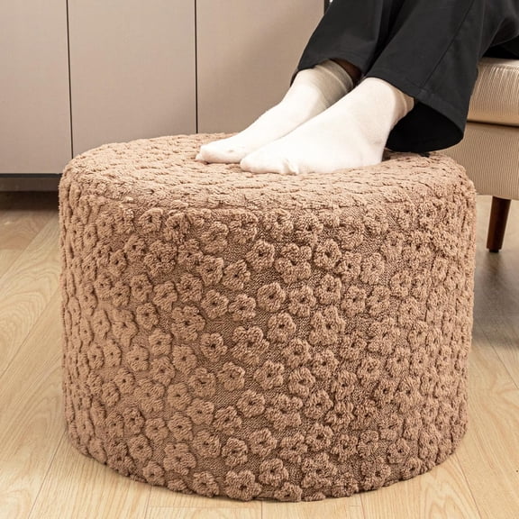 Round Pouf Ottoman 20 x 20 x 14 Inches Boho Poof Home Decor Floor Pouffe Ottoman Foot Rest for Couch Sofa Bean Bag Chairs Living Room Bedroom (Coffee)