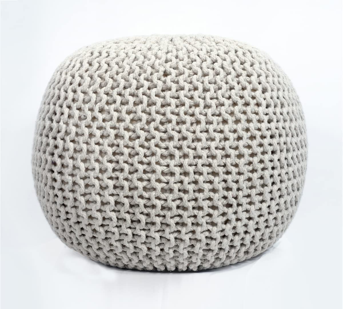 Round Pouf Ottoman Hand Knitted 100 Cotton Pouf Foot Stool Knitted