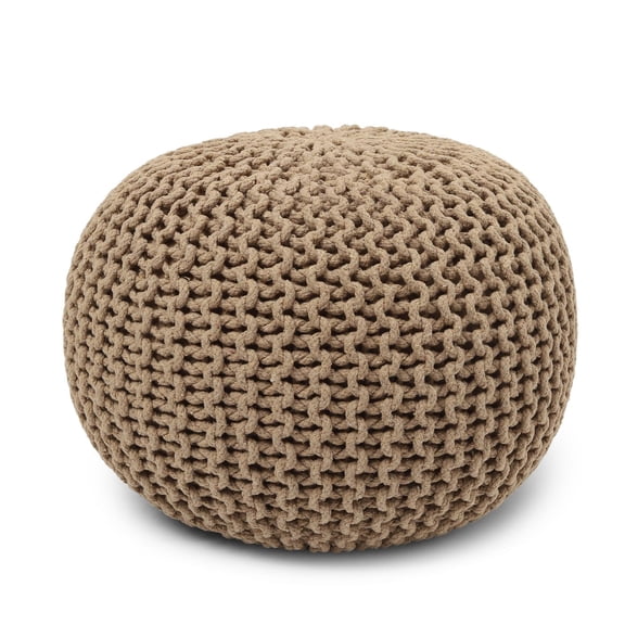 Round Pouf Ottoman - Hand Knitted Boho Poof