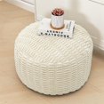 thumbnail image 1 of Round Pouf Ottoman Stuffed Velvet Floor Pouf Footrest,Foot Stool, Bean Bag Floor Chair for Bed Room Living Room Accent Seat 20x12inches with Filler Ivory, 1 of 9