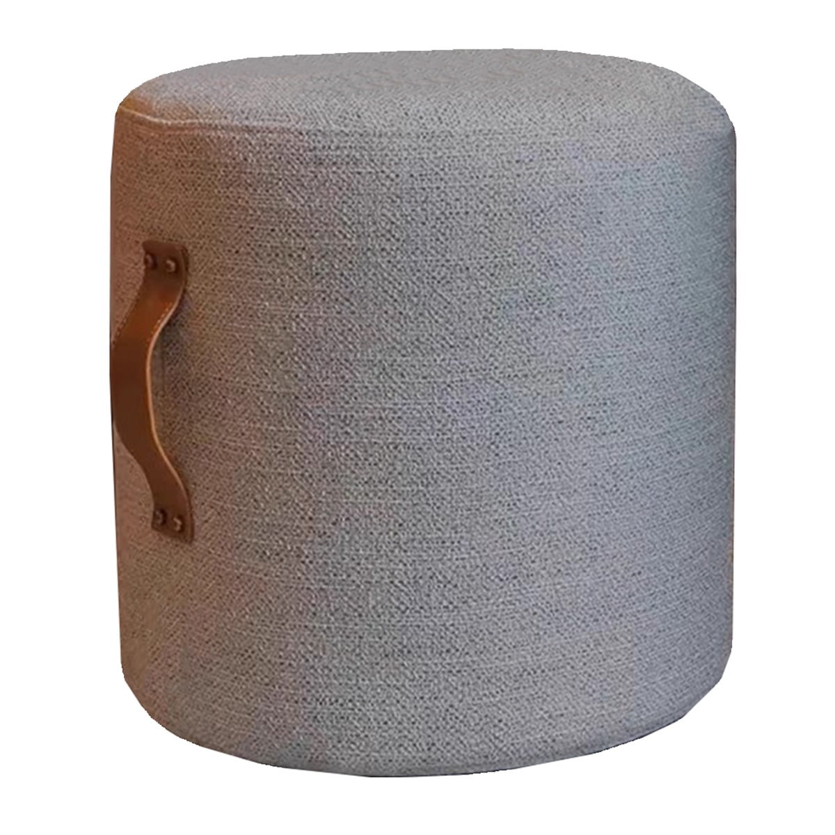 Round Pouf Ottoman With Handle Poof Linen Fabric Home Decor Floor ...