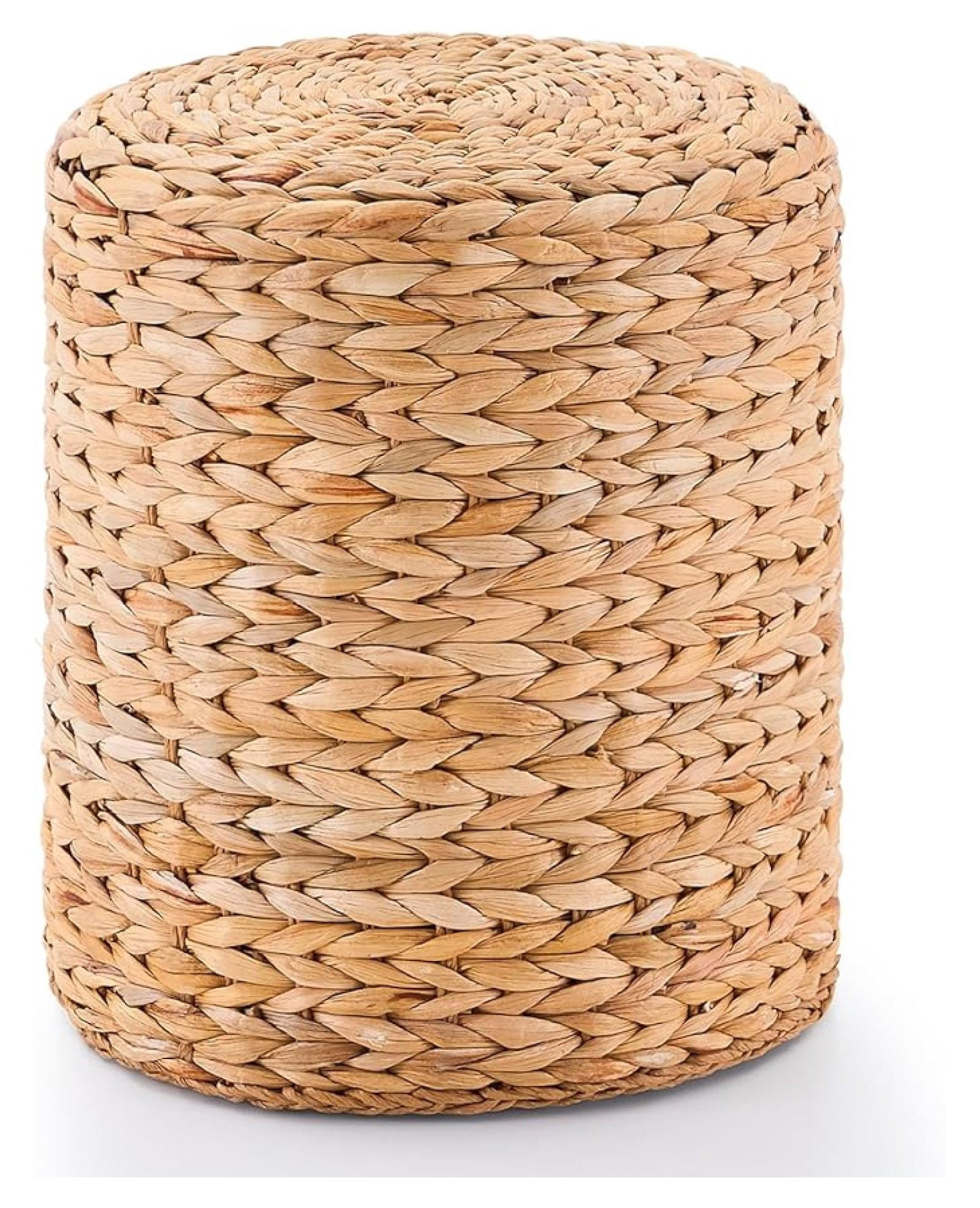 Photo inspiration: Woven Ottomans With Natural Fiber Cushions Reference: Round Pouf Ottomans Handwoven Natural Water Hyacinth Seagrass Pouffe