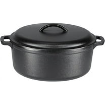 Round Pre-Seasoned Cast Iron Dutch Oven Pot with Lid and Dual Handles, Heavy-Duty & Large, 7-Quart, Black
