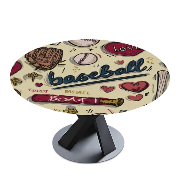 Round Premium Polyester Tablecloth Round Table Cloth Cover For Kitchen And Dining Room Baseball Pattern