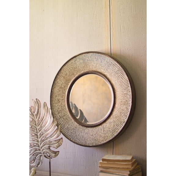 GwG Outlet Round Pressed Metal Wall Mirror CVY1059