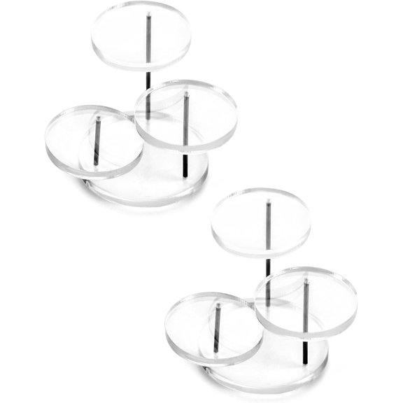Round  Products Display Riser Stands, 3 Tier  Display Stands for Rings Earrings,Mini Figurines, Clear, 2 Pack