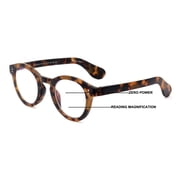Round Progressive Reading Glasses - Clear Zero Power on Top - No Bubble or Line - Anti Blue Reader CR19 +2.50