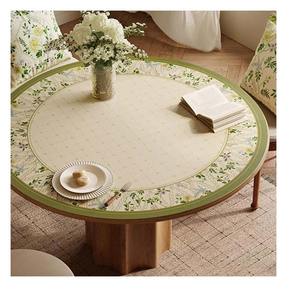 Round Protector Topper Mat,Waterproof Dining Room Leather Table Pad, Heat Resistant, Wipe Clean for Home Coffee Table