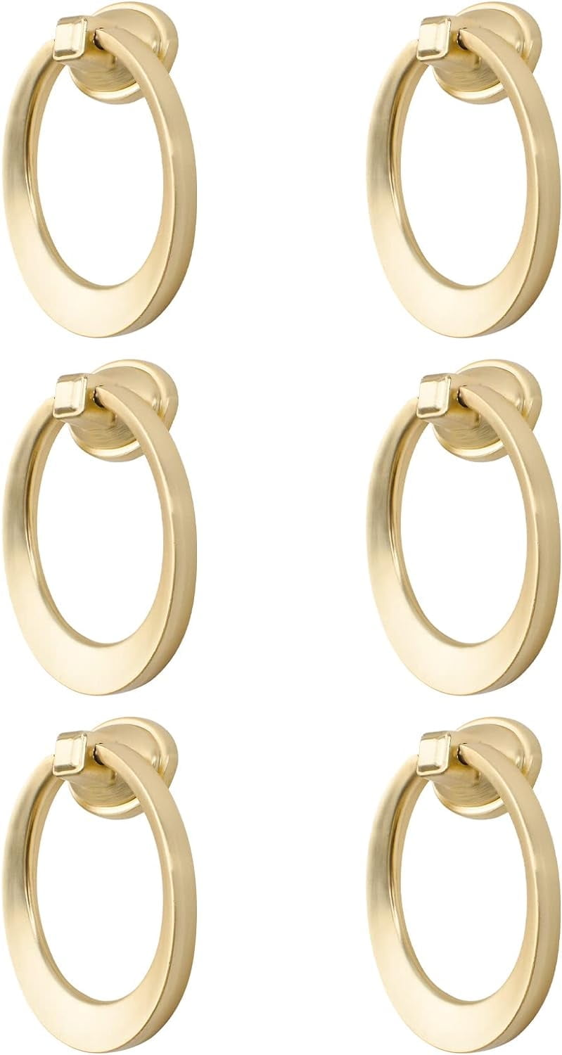 Round Pull Swing Ring, 6pcs Cabinet Drawer Ring Handles Solid Brass ...