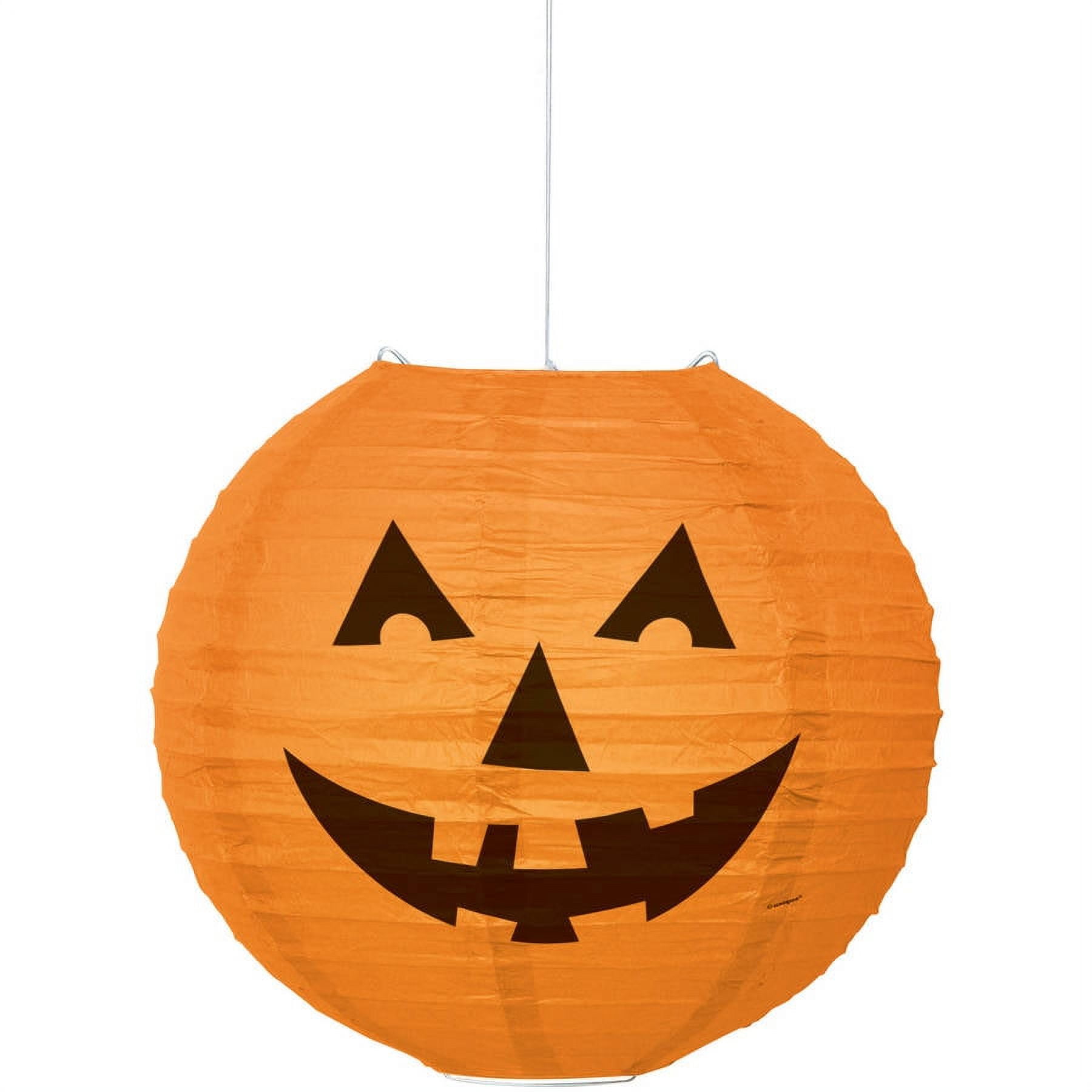 Round Pumpkin Halloween Paper Lantern, 10 in, Orange, 1ct - Walmart.com