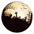 thumbnail image 1 of Round Pumpkin Halloween Tablecloth with Elastic Edge 44 Inch - Fitted Washable Spooky Theme Table Cover for Party Dining, 1 of 6
