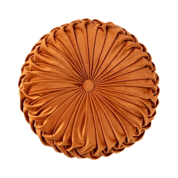 Round Pumpkin Pillow Button Decorative Cushion With Pleated Fan - Shaped Design, Thickened Solid Color Upholstery For Windowsill, Tatami, Chair Seating, 40Cm & 35Cm Sizes
