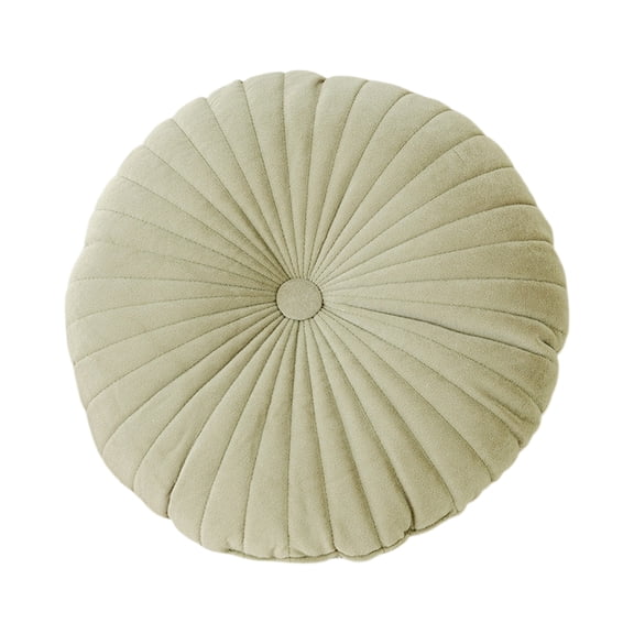 Round Pumpkin Throw Pillow with Nordic Button Design Soft Velvet Seat Pad for Sofa Couch and Tatami Decor 16 Inch Mint Green