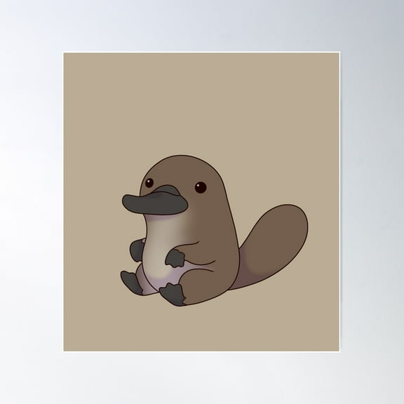 Round Pure Baby Platypus Poster Wall Art, Modern Wall Decor For Living Room Bedroom, 8x12 UNFRAMED