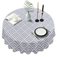 thumbnail image 1 of Round Purple Geometry Tablecloth -Linen Fabric Table Cloth - Washable Reusable Table Cover with Dust-Proof Wrinkle Resistant for Restaurant, Picnic, Indoor and Outdoor Dining 60 Inch X 60 Inch, 1 of 7