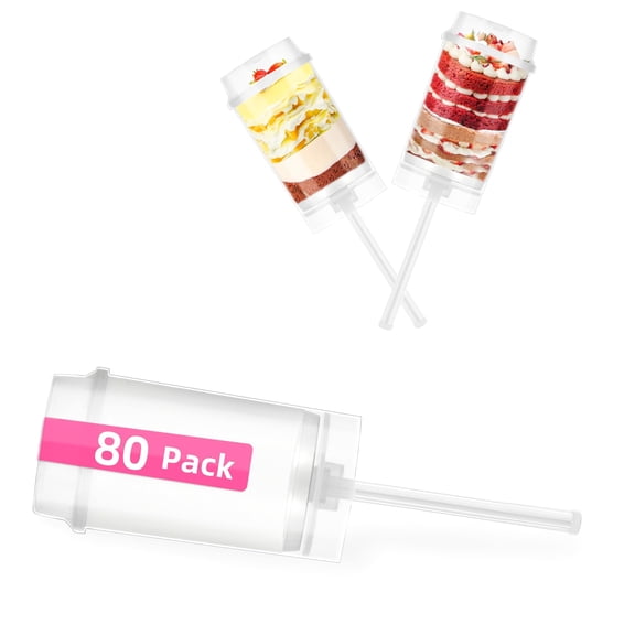 Round Push-up Cake Pop Shooter Containers with Lids and Sticks 80 Pack