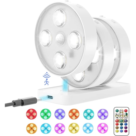 Round RGB Induction Night Light "Cat's Eye" Cabinet & Wardrobe Light Rechargeable, Smart Remote-Controlled, Motion-Sensing Lamp