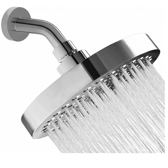 Round Rain Shower Head,6" Easy Installation and Perfect Replacement for Your Bathroom,Powerful High Pressure,Premium ABS Plastic Luxury Modern Chrome Fixed Shower Head
