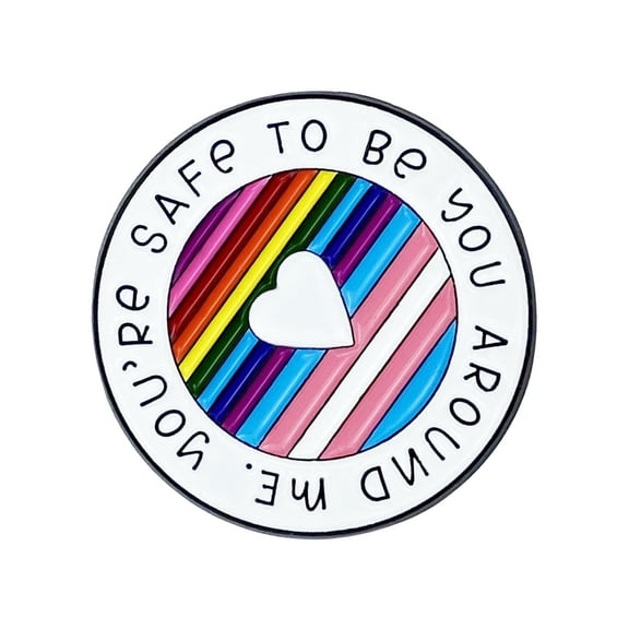 Round Rainbow Metal Brooch Inspirational Quote Lapel Pin Accessory for Jackets Fashion Jewelry Party Wear Accessories